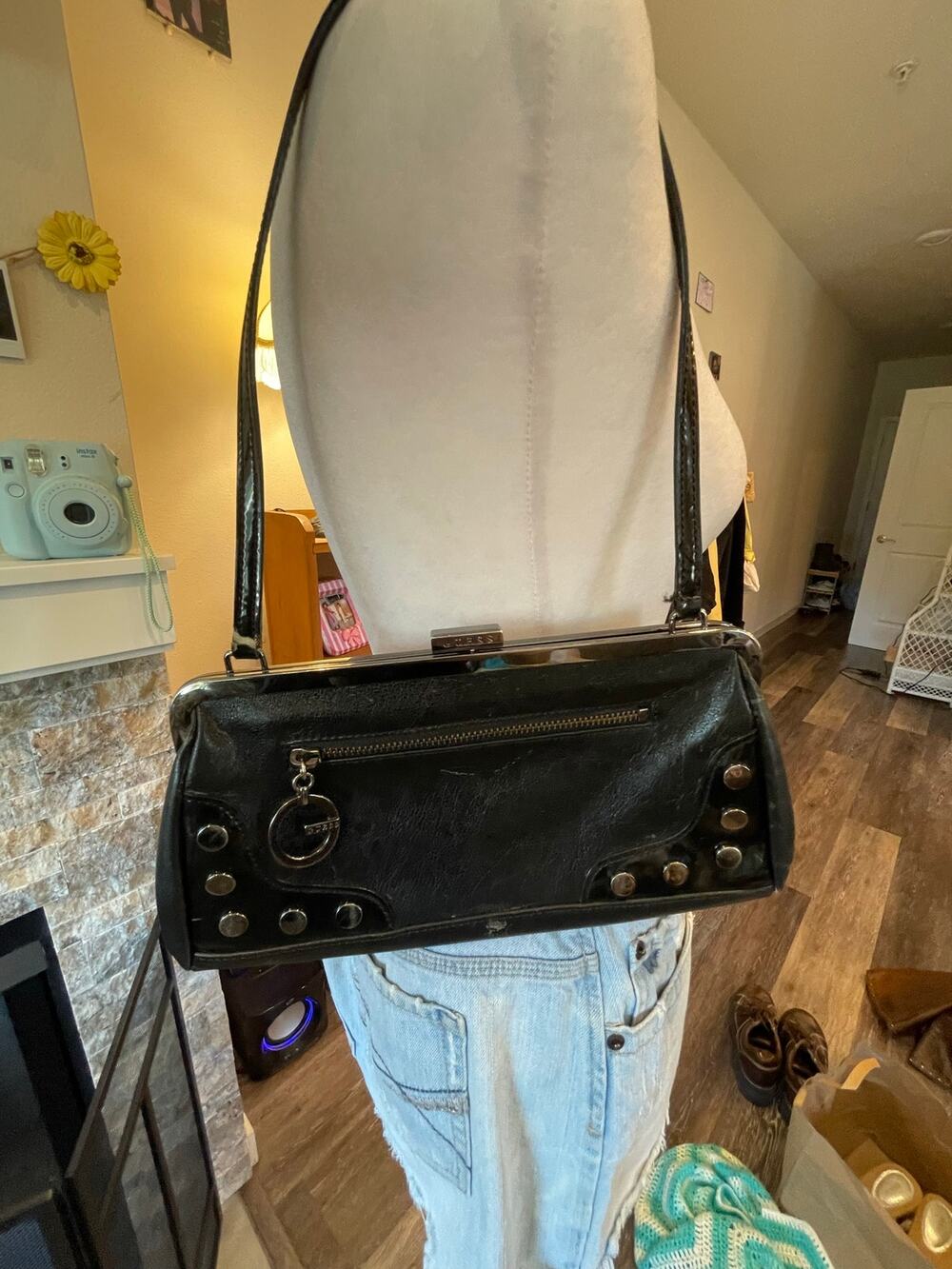 vintage guess black shoulder bag